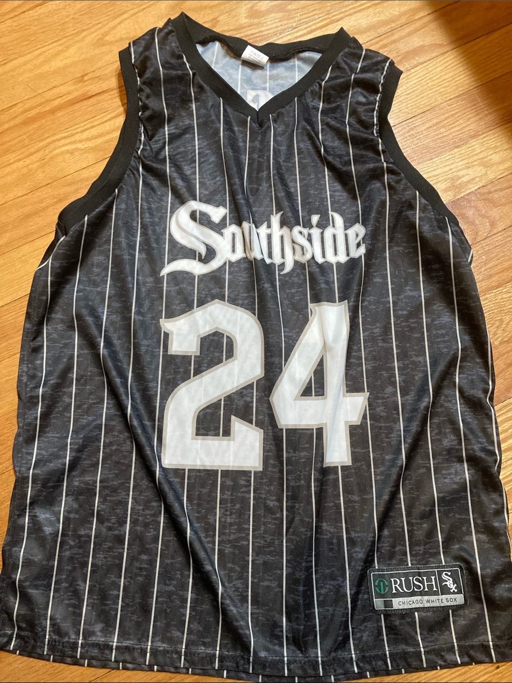 Chicago white sox Southside Men’s Black Pinstripe Basketball Jersey - 24